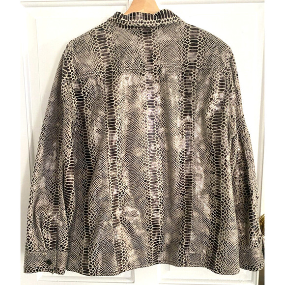 Alfred Dunner animal print faux leather brown and creme jacket women's 18 (XL) - Picture 2 of 5